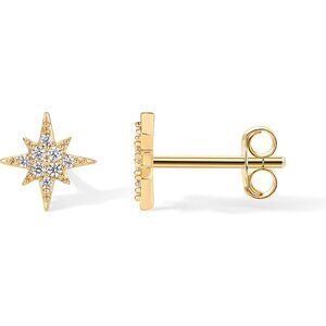 14K Gold Plated Dainty Stud Earrings for Women - 925 Sterling Silver Posts Earri